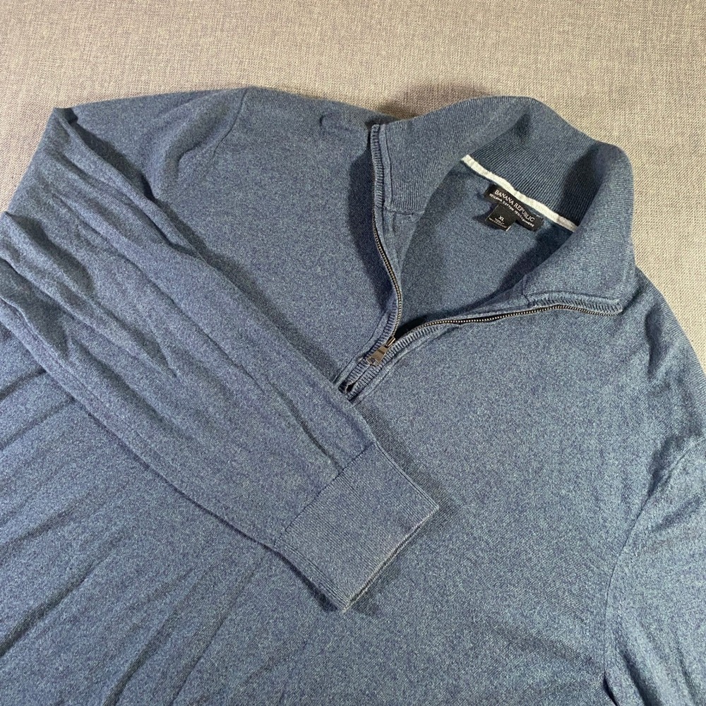 Banana Republic Mens XL Blue Pima Cotton Cashmere 1/4 Zip Pullover